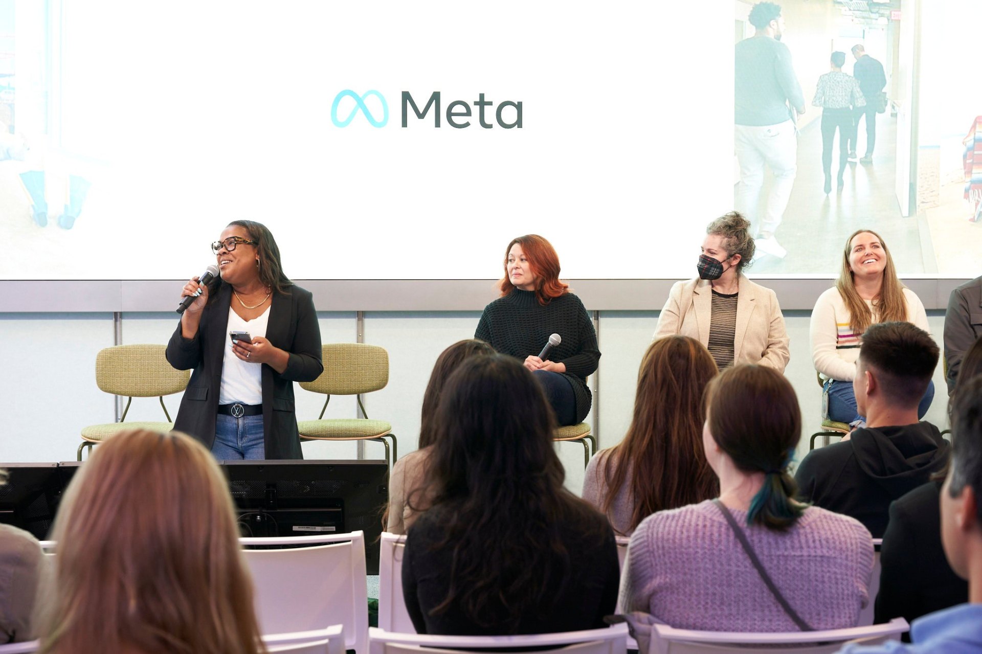 Melaina speaking on a leadership panel at Meta