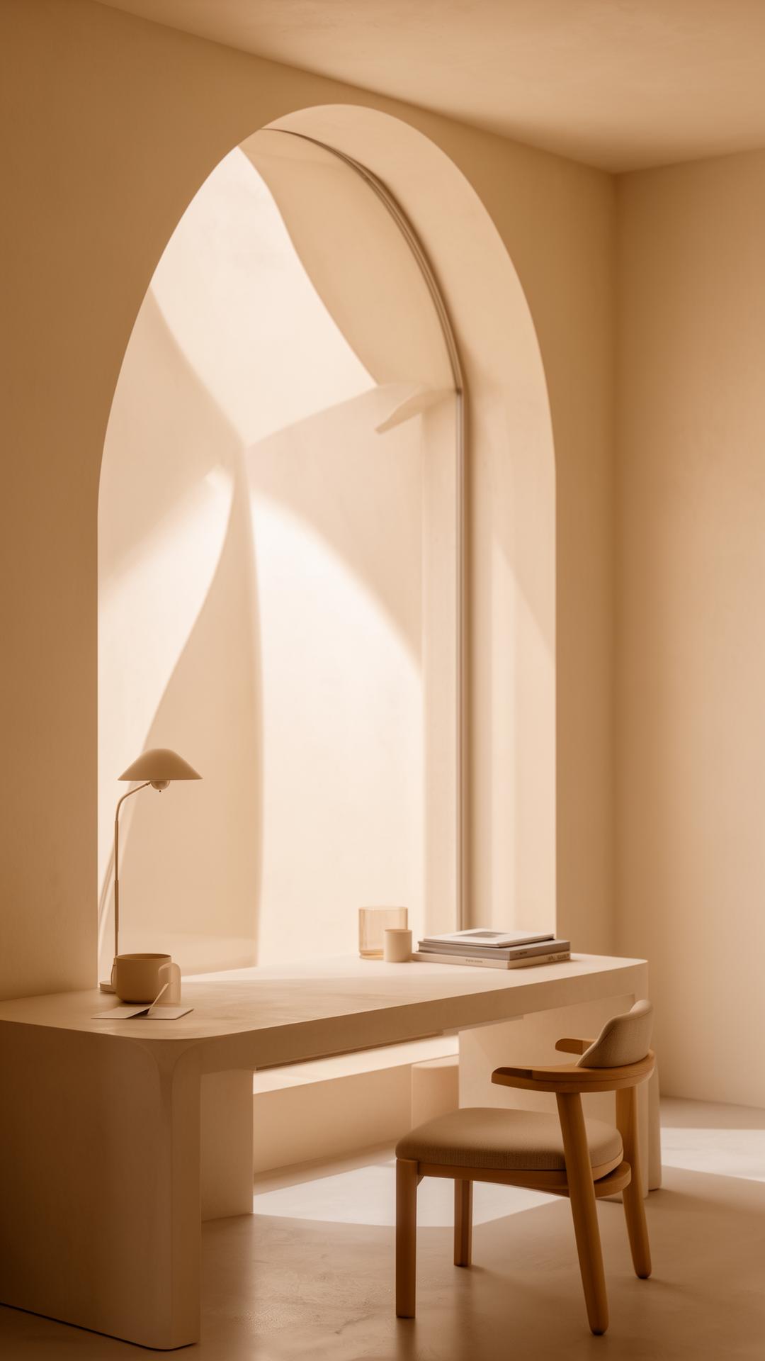 Warm minimalist workspace